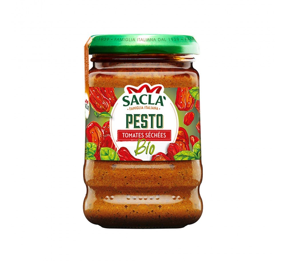 pesto-aux-tomates-sechees-bio-190gr Sacla Sun Dried Tomato Pesto 190 g.m - Image 1