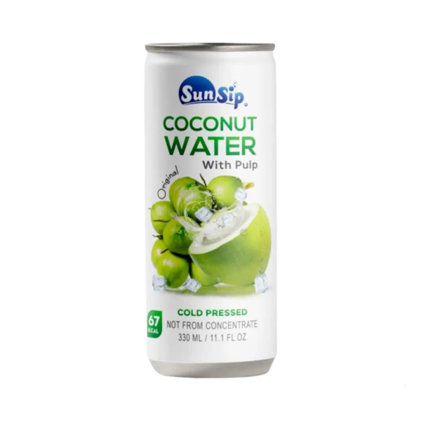 Sunsip Coconut Water with Pulp – 330ml sleek can